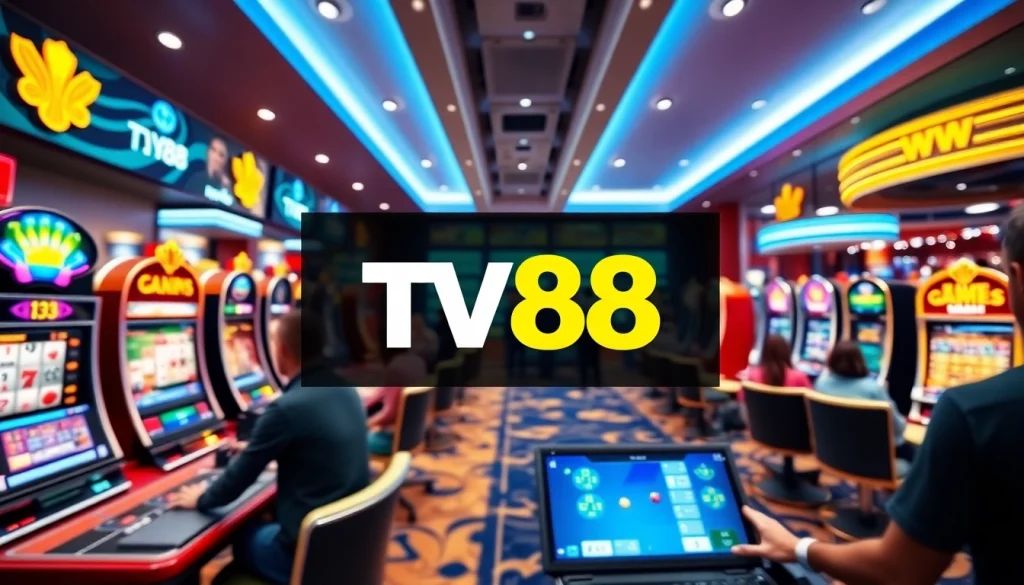TV88 online gaming interface showcasing user engagement and security features in a vibrant setting.