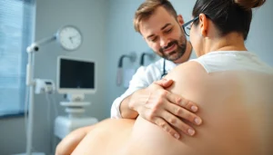 Engaging scene at https://www.drzavosh.com showing a chiropractor caring for a patient's back.