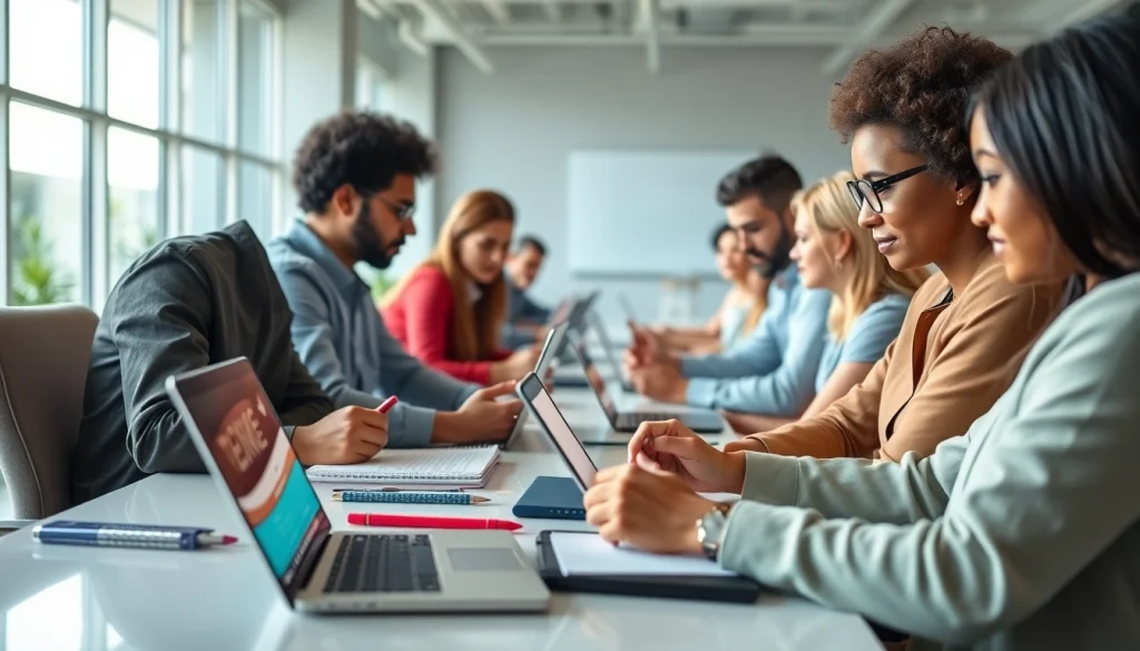 Engaged individuals filling out surveys at https://enqueteplein.nl, showcasing a collaborative and productive environment.