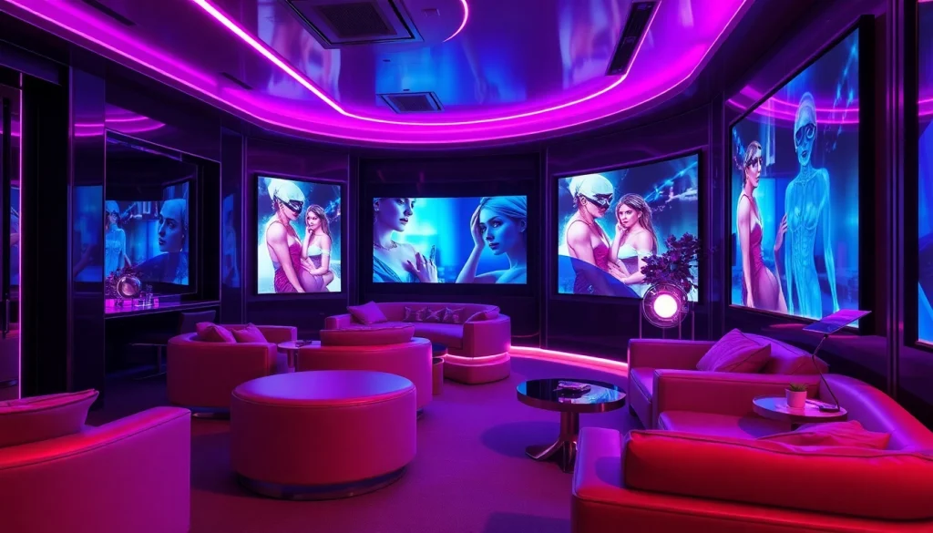 Immersive scene showcasing luxuriously designed adult entertainment space highlighting the concept of porn AI technology.