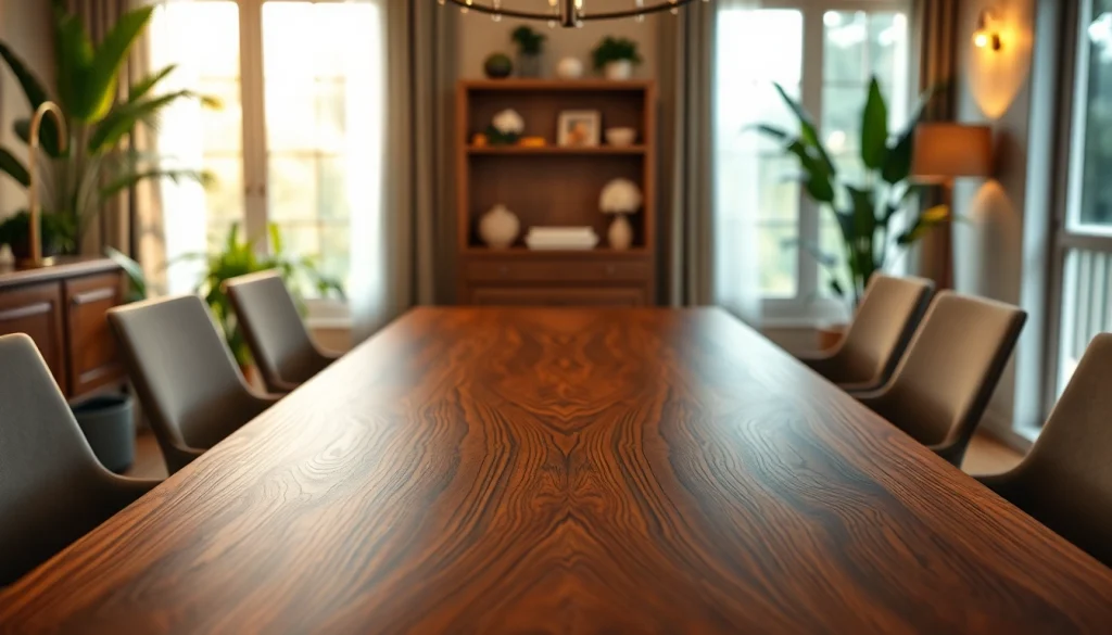 Admire this Custom dining table beautifully designed for an inviting dining space.