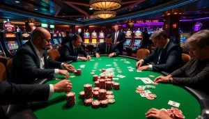 Experience high-stakes poker at https://topclub.site/, where vibrant chips and cards create an engaging atmosphere.