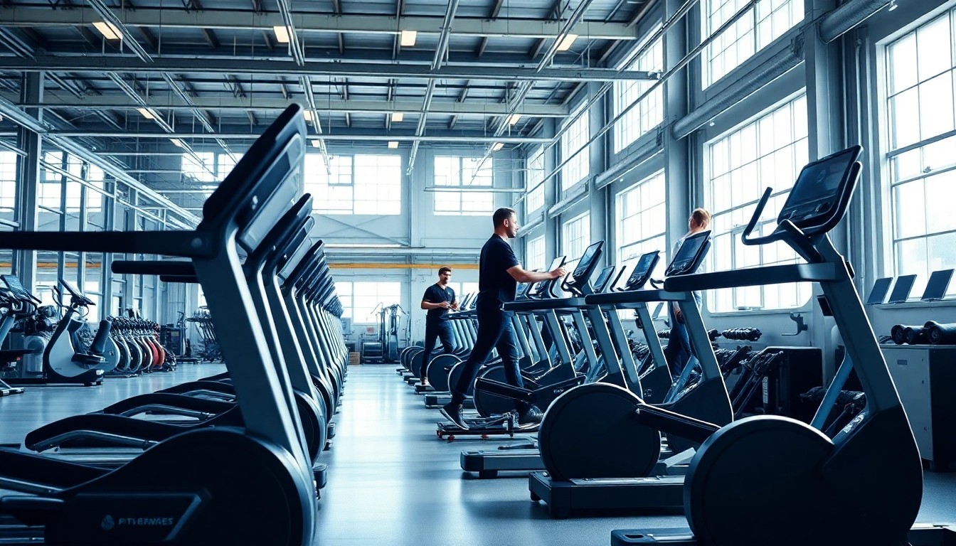 Fitness equipment manufacturer showcasing advanced elliptical machines in a modern production facility.