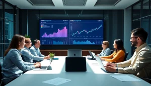 Professional SMSF management team discussing strategies in a modern office