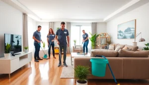 Enhance your space with a professional Cleaning service team showcasing a spotless living room.