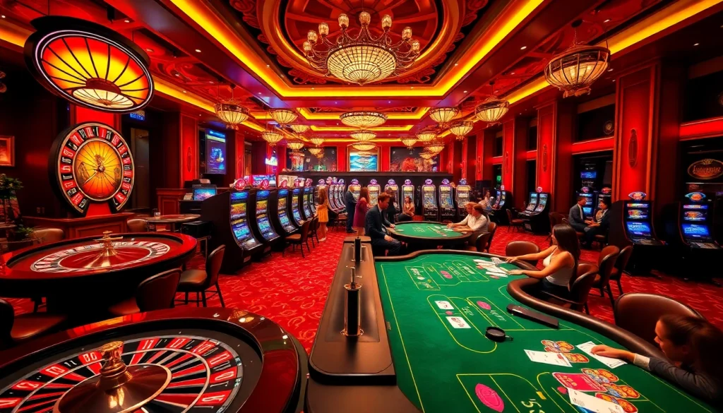 Babu88 casino scene showcasing vibrant slot machines and excited players celebrating wins.