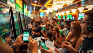 Engaging visual representation of sports betting in California showcasing diverse participants in a lively setting.