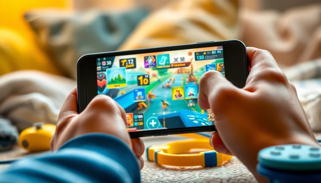 Engage with Jawal Games through a dynamic gaming setup showcasing mobile games and accessories.