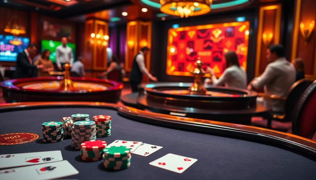 Engage in thrilling games at https://thabetc.net/ with vibrant casino visuals showcasing poker and roulette.