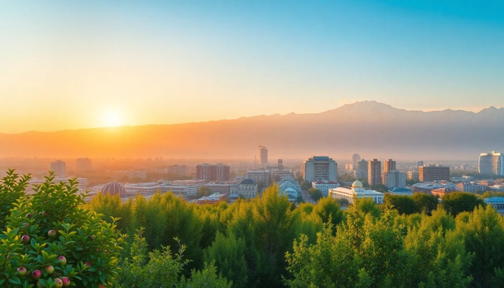 Showcasing the beauty of Almaty, Kazakhstan, through its scenic sunrise over the Tian Shan mountains at https://albmaftoh.com.