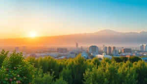 Showcasing the beauty of Almaty, Kazakhstan, through its scenic sunrise over the Tian Shan mountains at https://albmaftoh.com.