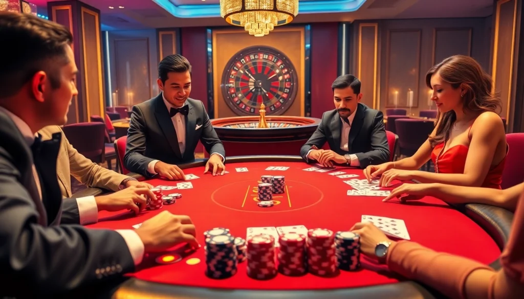 Experience the excitement of JUN88 at a luxurious casino poker table.