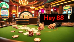 Gambling excitement at Hay 88's luxurious casino table with poker chips and cards.