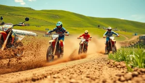 Experience thrilling off-road motorcycle racing with https://relevance.com.ua highlighting dynamic riders in action.