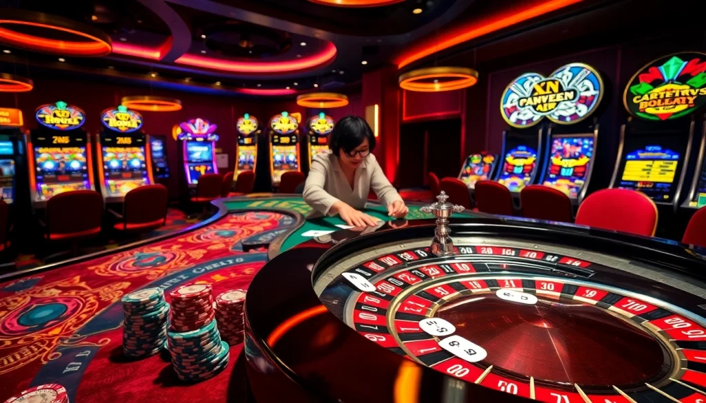 Experience the thrill of high-stakes gaming at XN 88 casino with colorful chips and elegant tables.