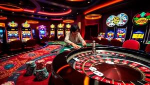 Experience the thrill of high-stakes gaming at XN 88 casino with colorful chips and elegant tables.