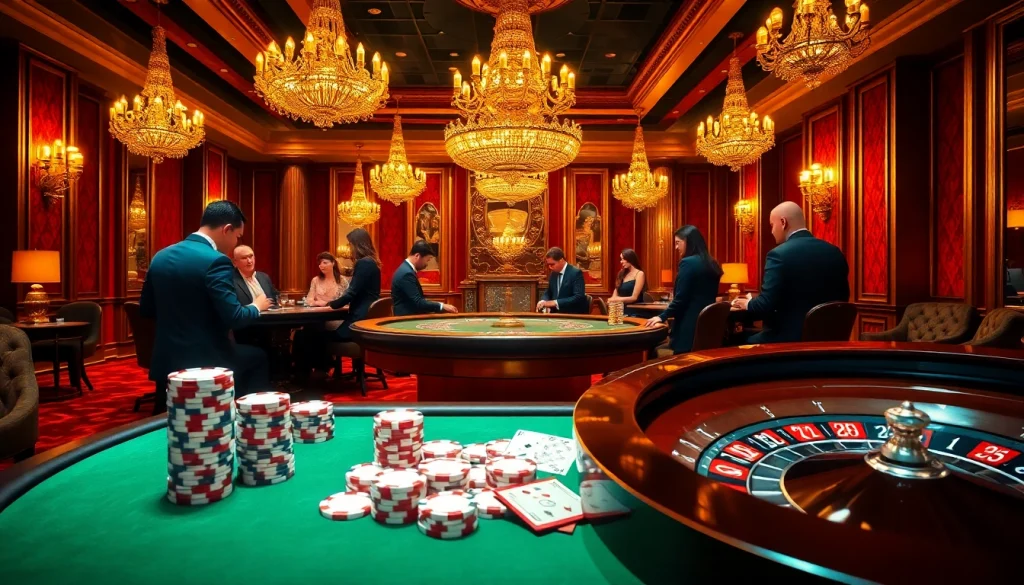 Players strategize their next move at the BL555 poker table in an elegant casino setting.