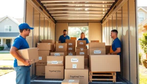 Long distance moving companies professionals efficiently packing items for a move.
