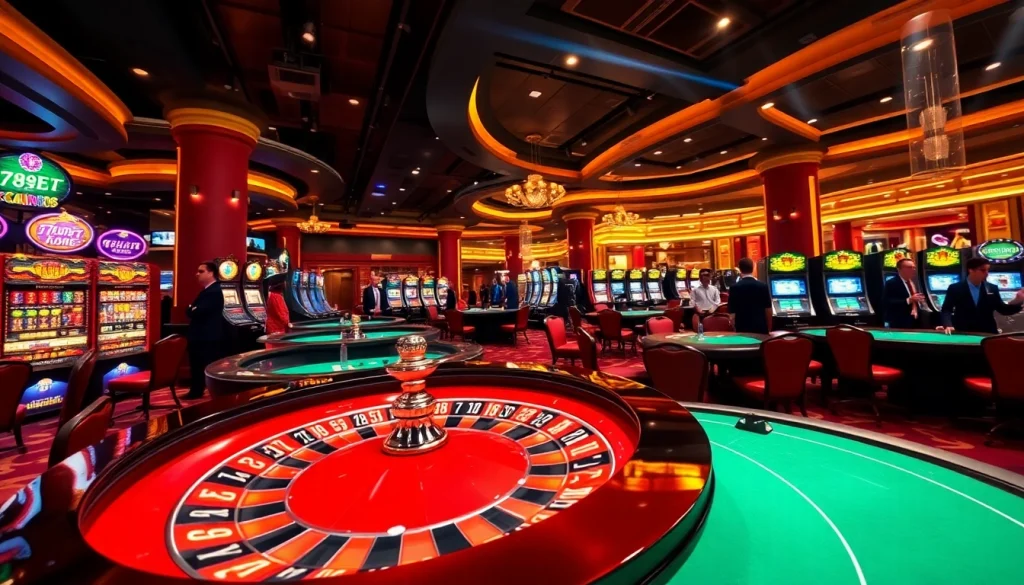 Players enjoying casino games at 789BET with vibrant tables and machines.