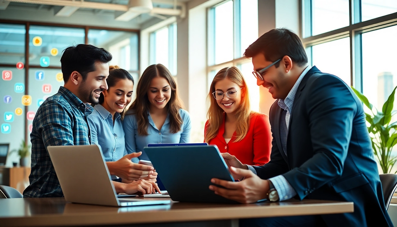 Showcasing social media marketing companies edmonton collaborating on innovative strategies.