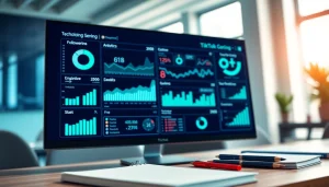 Showcase of a TikTok SMM panel displaying vibrant analytics and metrics in a professional setting.