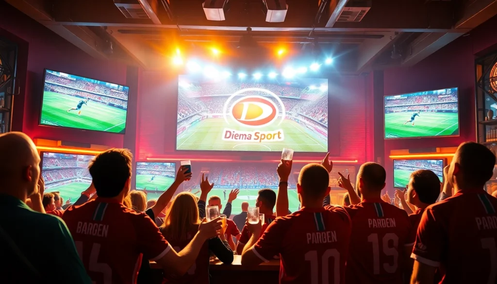 Watch Diema Sport Online Free at a lively sports bar with fans cheering for their teams.