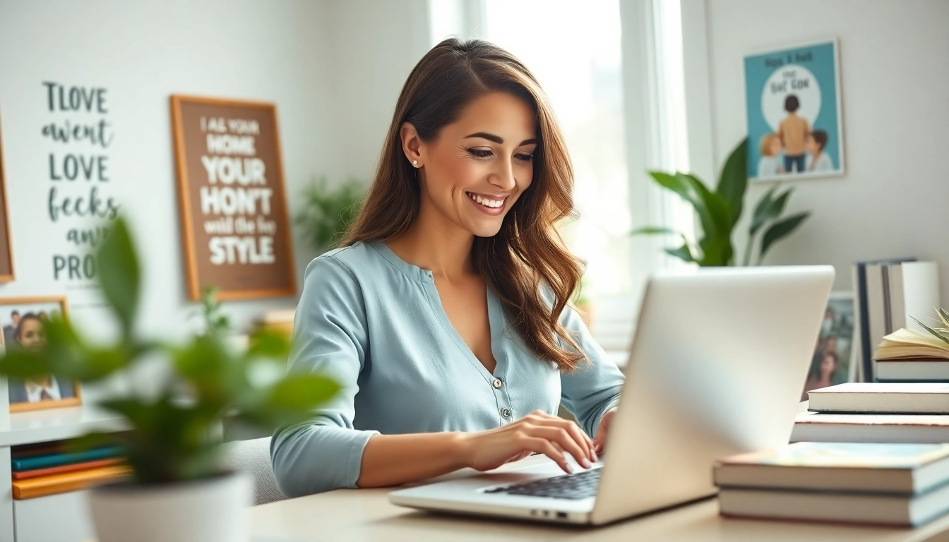 Engaging mom at her workspace representing https://giveaways4mom.com and parent-friendly lifestyle.