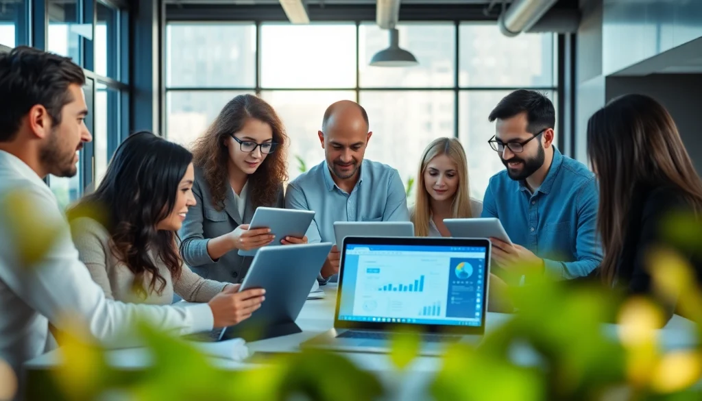 WPS软件下载 in a professional workspace with diverse users collaborating using WPS Office suite.