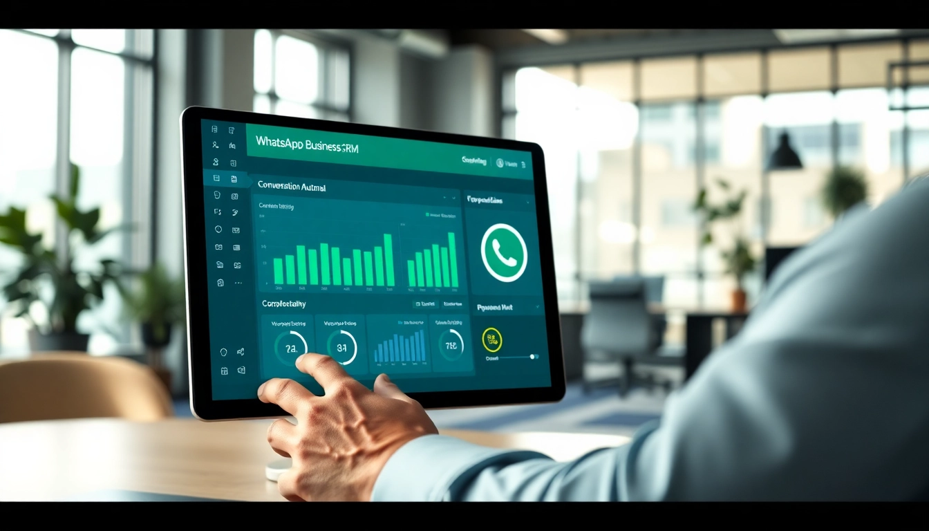 Engaging user from https://whatalker.com interacting with a WhatsApp Business CRM dashboard.