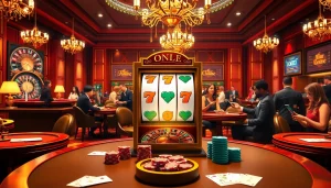 Experience the thrill of winning with 온라인슬롯 at a luxurious casino featuring vibrant slot machines and engaging players.