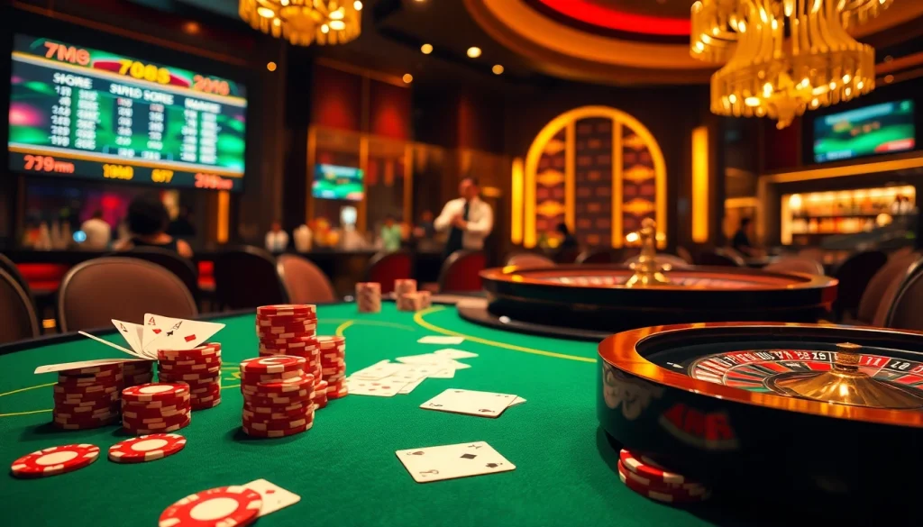 Engaging scene of poker at a casino showcasing live scores from 7m.cn.