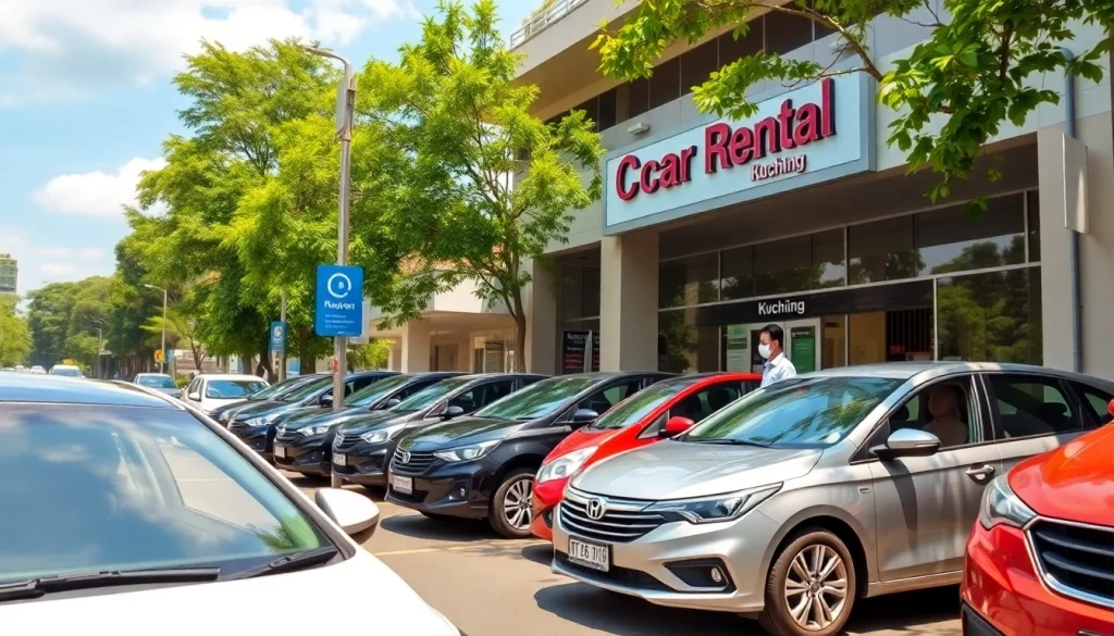 Car rental at Kuching with a variety of vehicles available for tourists and locals.