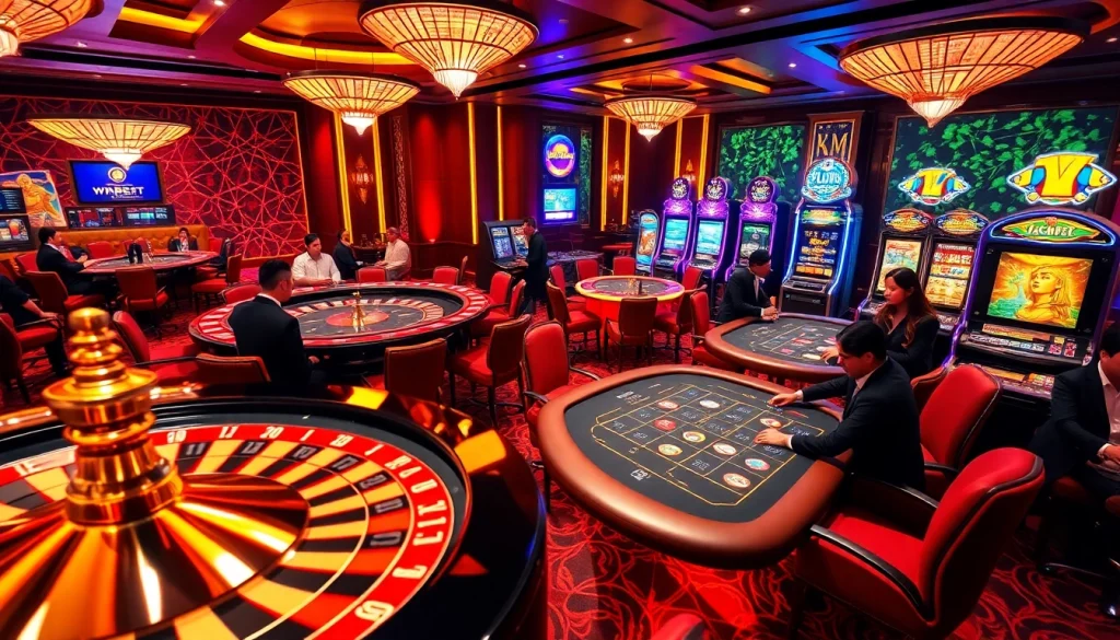 Experience high-stakes gaming at 5GBET with vibrant casino tables and engaging dealers.