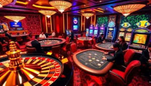 Experience high-stakes gaming at 5GBET with vibrant casino tables and engaging dealers.