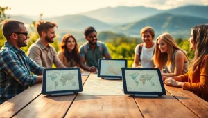 Plan unique travel experiences with https://glownexis.com, showcasing a group planning their adventures outdoors.