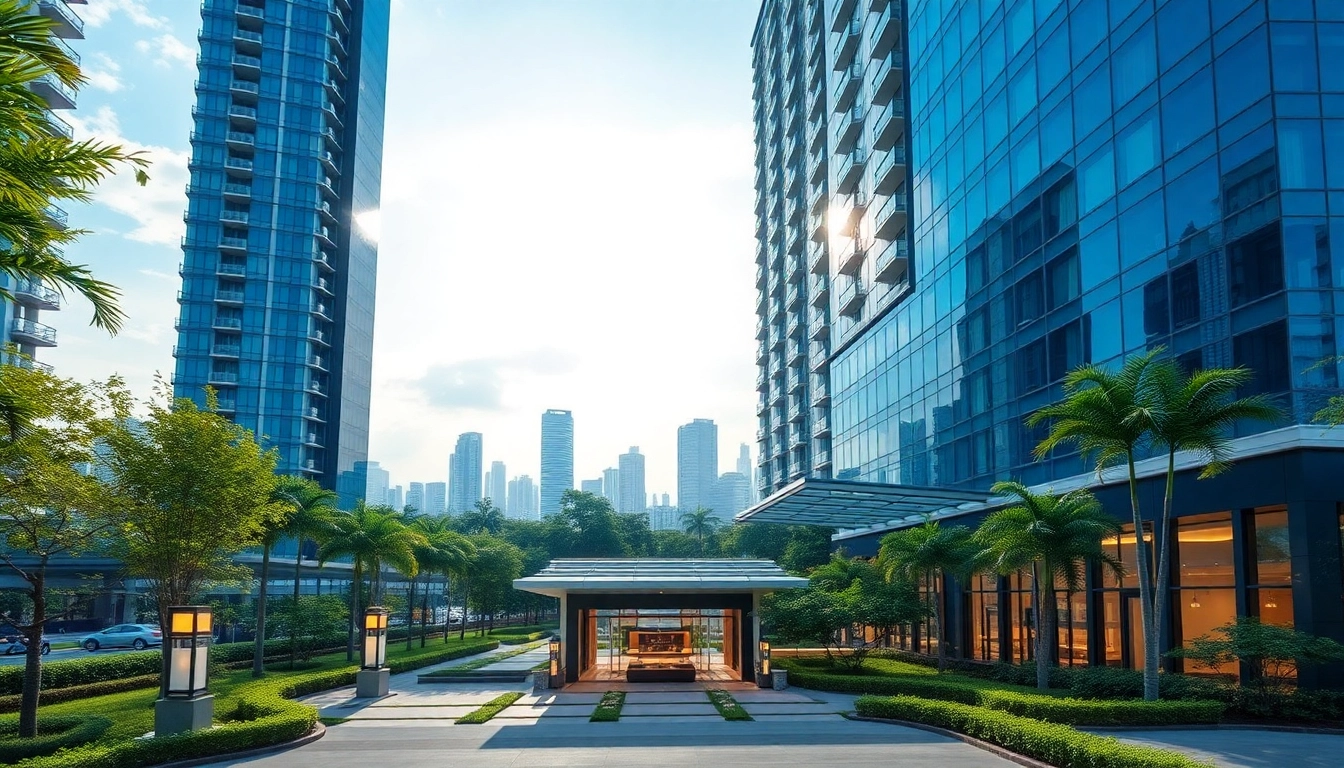 View of the Tampines St 95 EC, a modern executive condominium with lush landscaping and a bright urban environment.