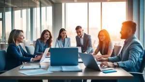 Collaboration in a business meeting highlighting teamwork and innovation