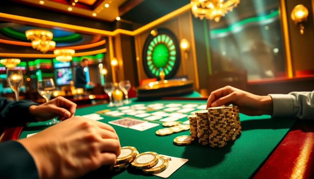 Experience high-stakes excitement at EV88's luxurious casino tables.