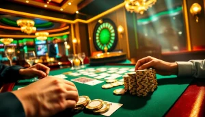 Experience high-stakes excitement at EV88's luxurious casino tables.