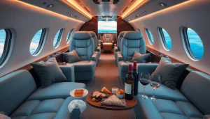 Experience luxury in style with https://flymarquis.com featuring an elegant private jet interior.