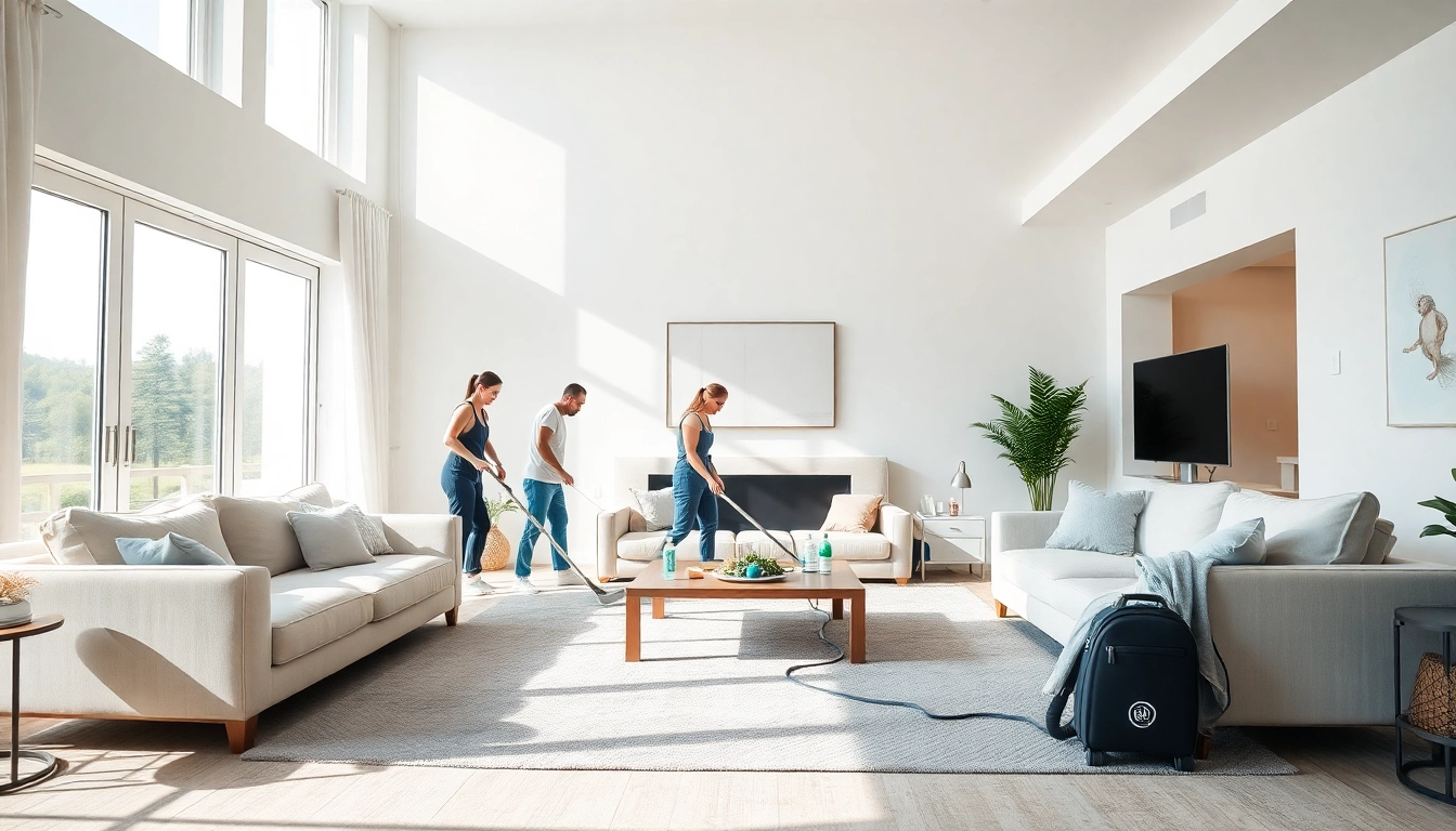 Villa Deep Cleaning Services Dubai team efficiently cleaning a spacious living room with advanced tools.