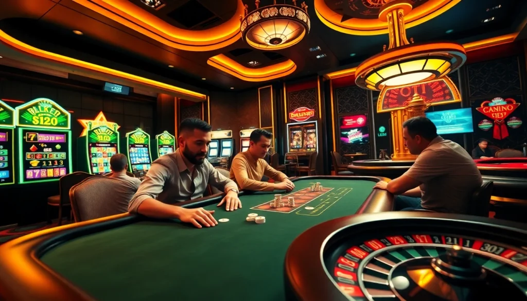 Engaged players around an exciting poker table at a vibrant lc88 bio casino scene.
