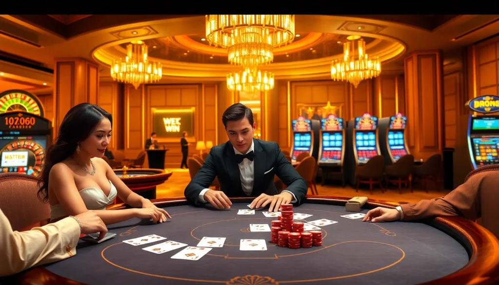 Experience thrilling gameplay at kkwin.com with luxurious casino visuals featuring poker and betting.