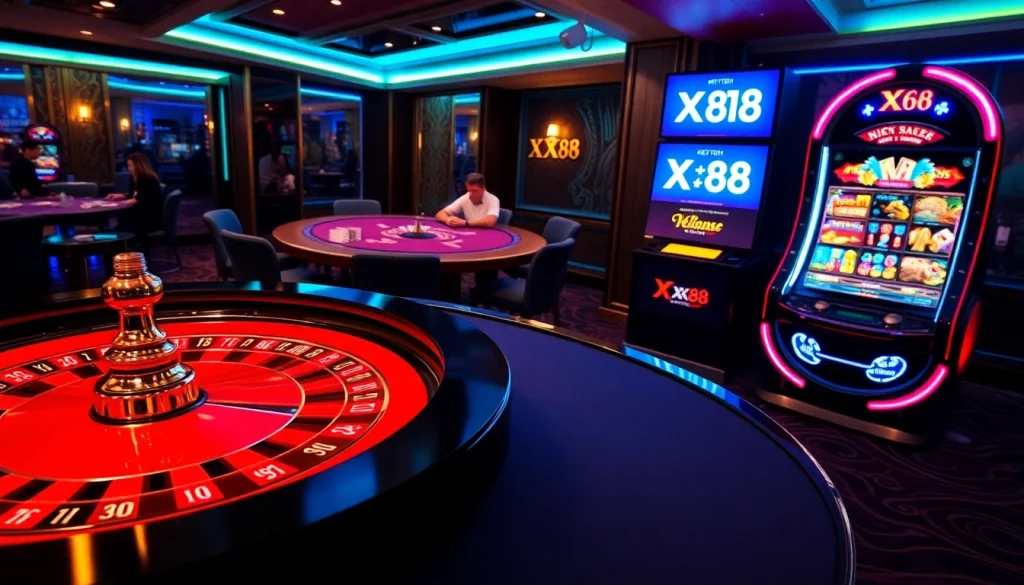 Experience the thrill of gambling at XX88 with poker and roulette action.