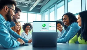 Understand What is a CRM for WhatsApp in a collaborative office environment illustrating team engagement.