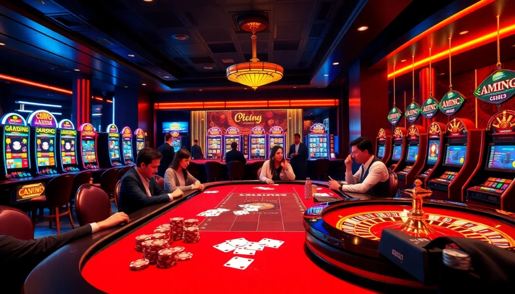 Experience the thrill of high-stakes betting with nhà cái nohu90 featuring colorful poker chips and dazzling slot machines.