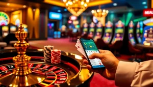 Khela88 Bangladesh showcases an exciting casino environment with roulette wheels, poker chips, and mobile betting.