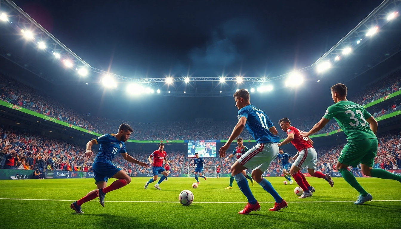Capture thrilling sports action on https://thesportstribune.in with diverse players and a vibrant stadium atmosphere.