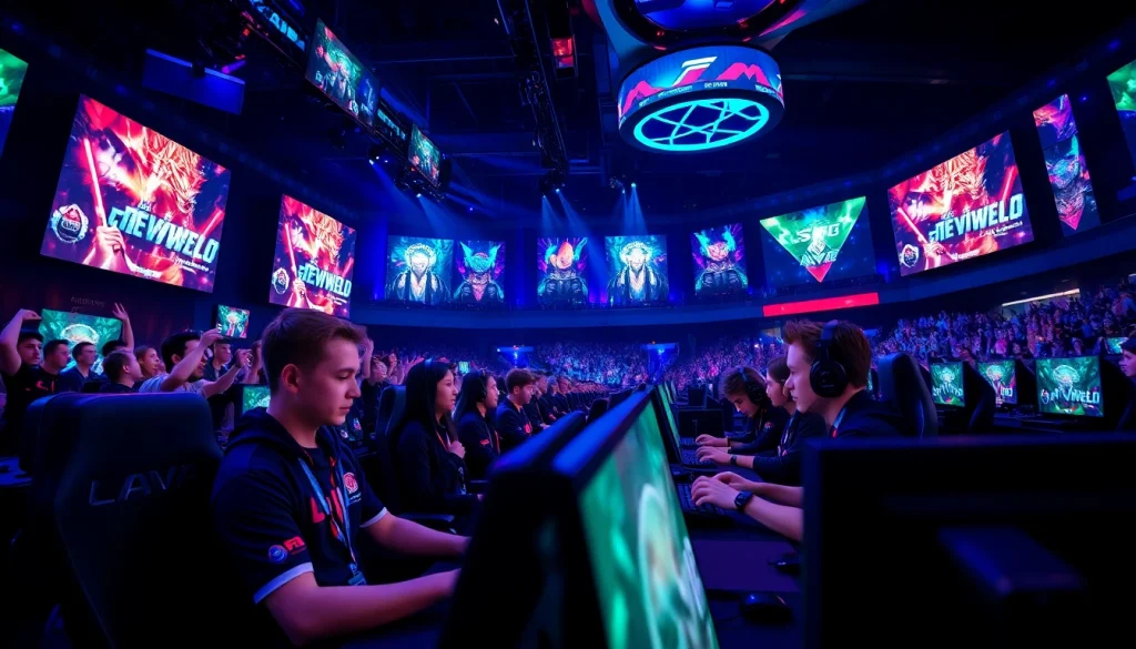 View of esports professionals in action at https://www.gamelevate.com with an energetic gaming atmosphere.