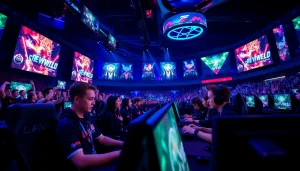 View of esports professionals in action at https://www.gamelevate.com with an energetic gaming atmosphere.